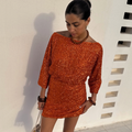 NEVER FULLY DRESSED Orange Sequin Tilly Dress