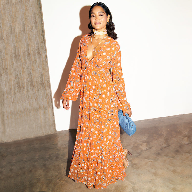 NEVER FULLY DRESSED Orange Leopard Stevie Dress