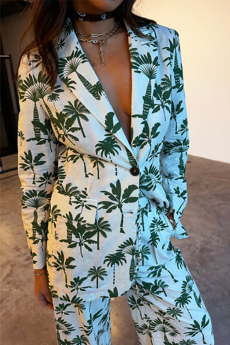 NEVER FULLY DRESSED Green Palm Taylor Blazer