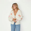 NEVER FULLY DRESSED Cream Cardigan With Embroidered Palm