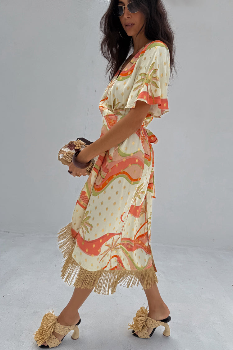  Pastel Palm Ceryes Wrap Dress Petite