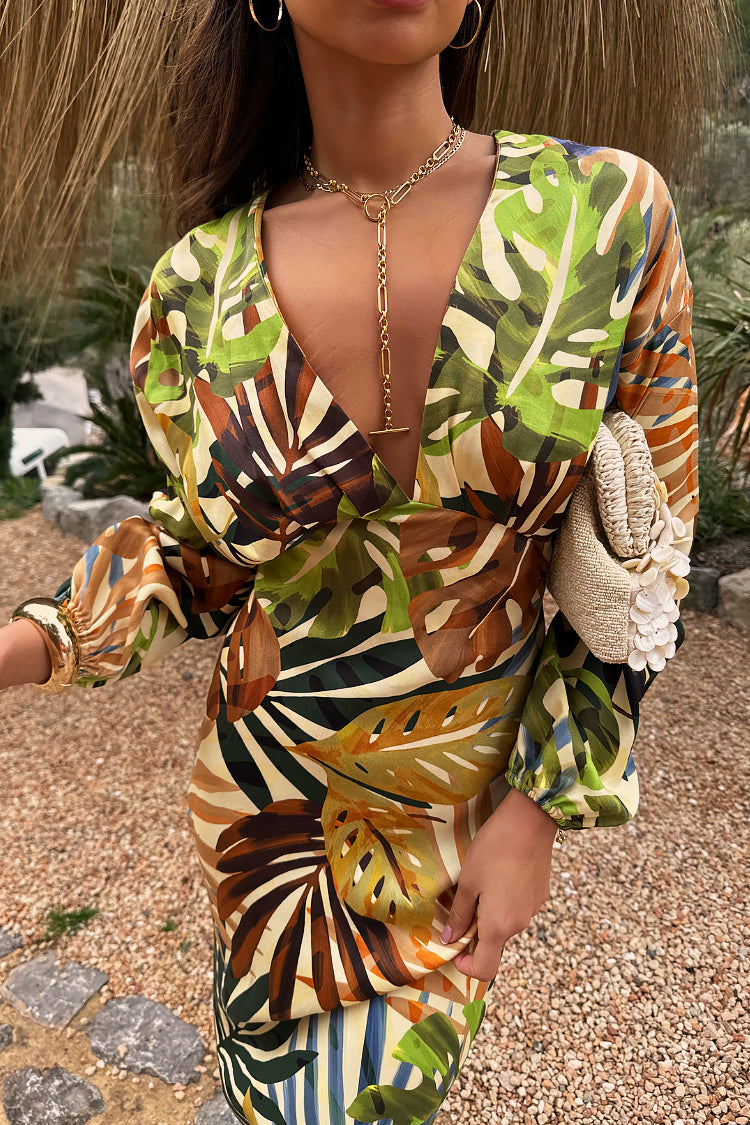 NEVER FULLY DRESSED Cream Palm Leaf Emma Dress