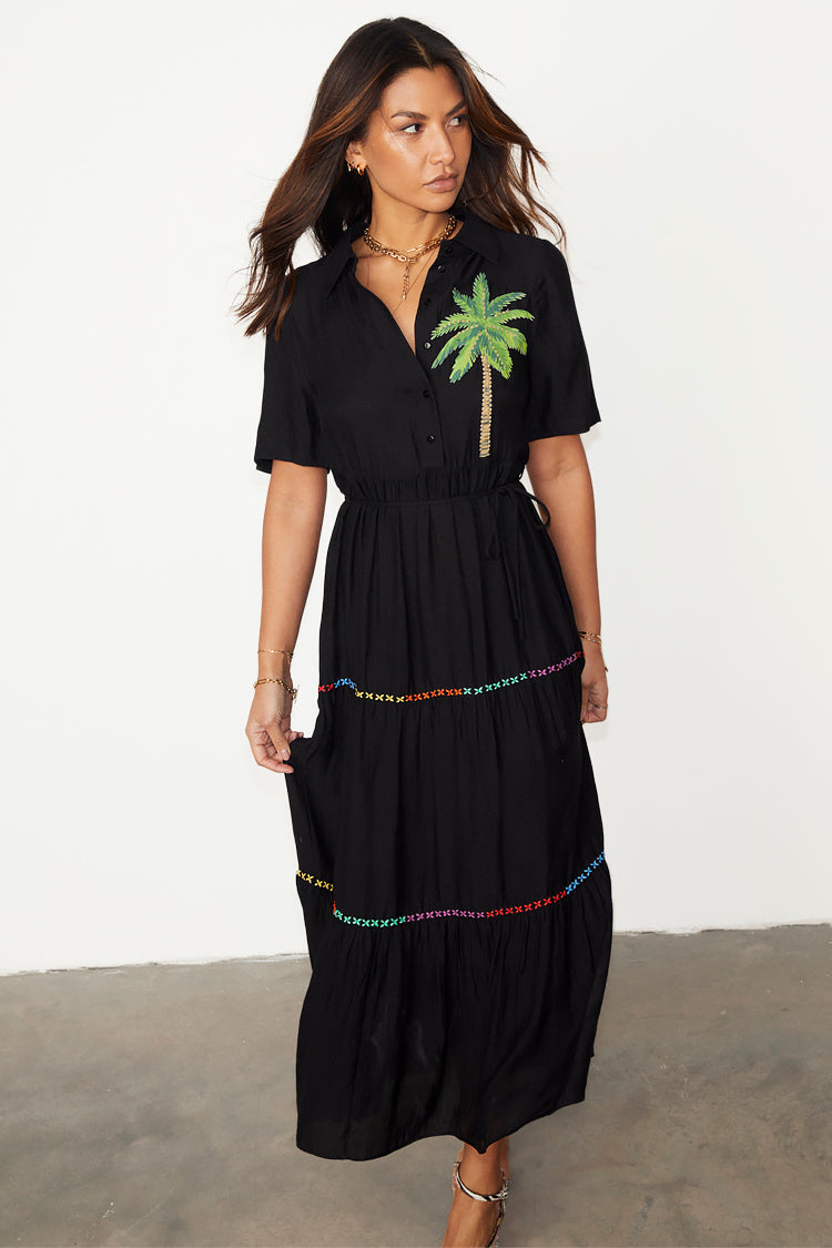 NEVER FULLY DRESSED Black Palm Immy Dress