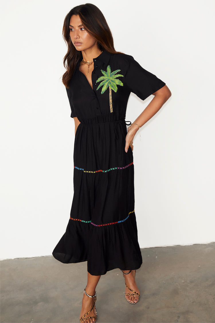 NEVER FULLY DRESSED Black Palm Immy Dress