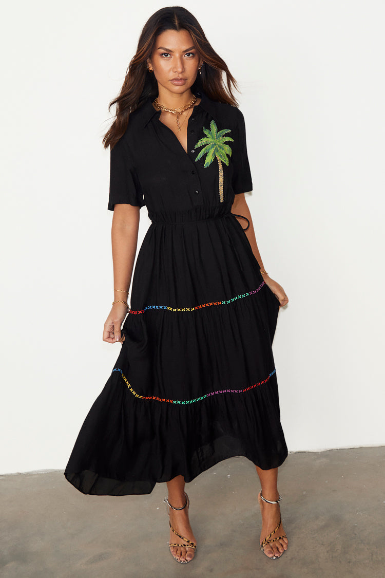 NEVER FULLY DRESSED Black Palm Immy Dress