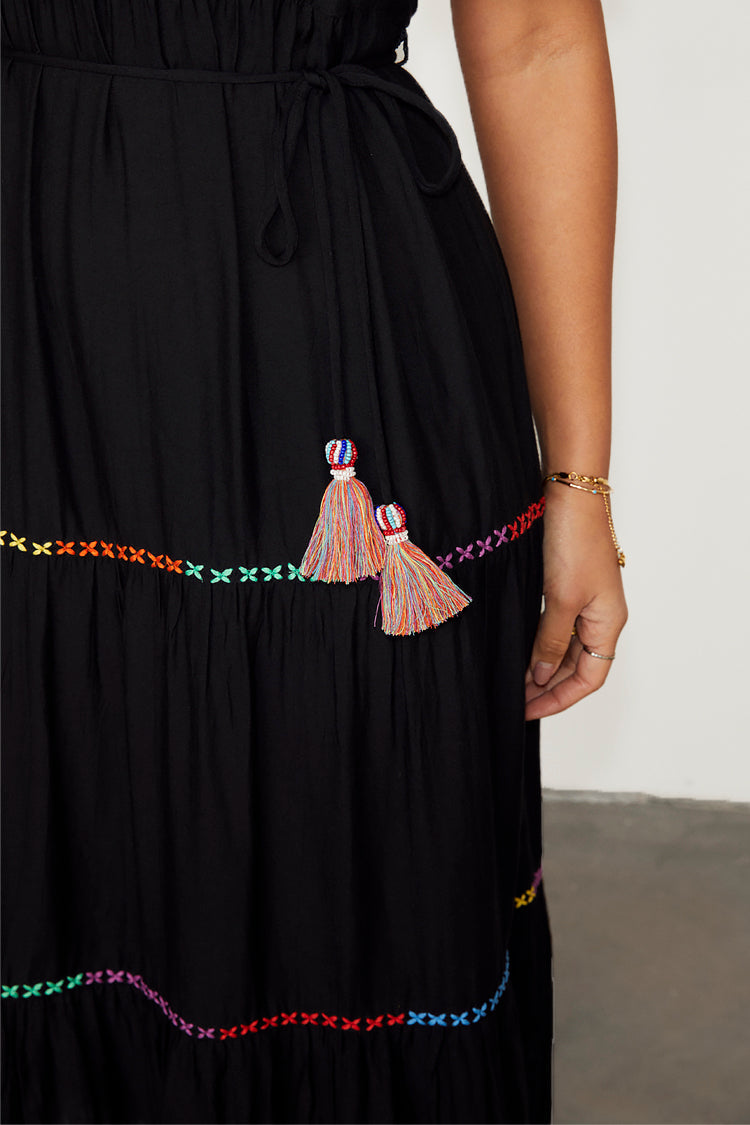 NEVER FULLY DRESSED Black Palm Immy Dress