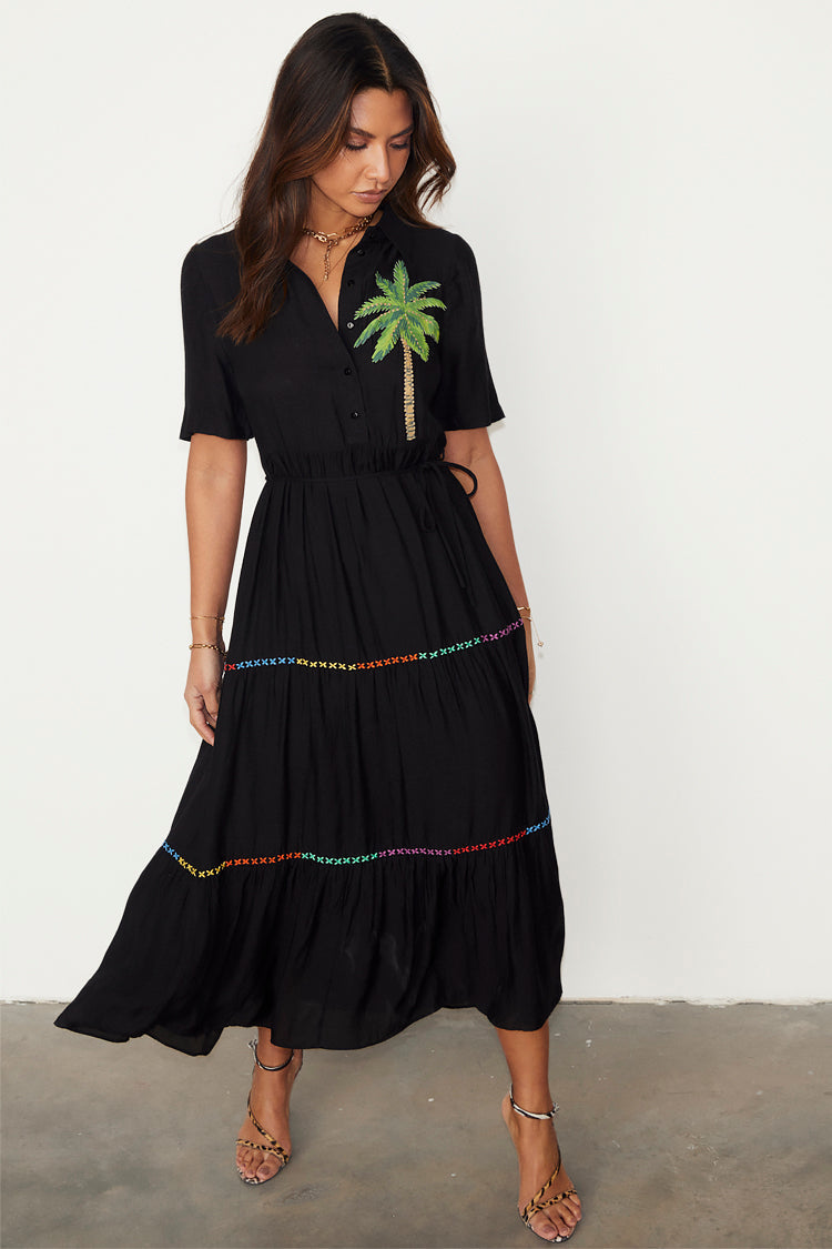 NEVER FULLY DRESSED Black Palm Immy Dress