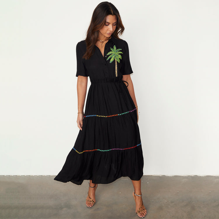 NEVER FULLY DRESSED Black Palm Immy Dress