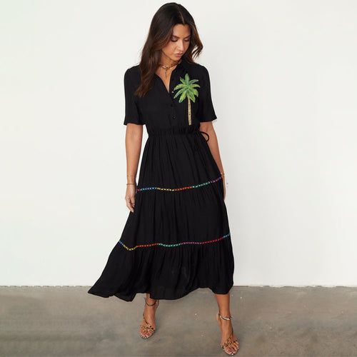 NEVER FULLY DRESSED Black Palm Immy Dress