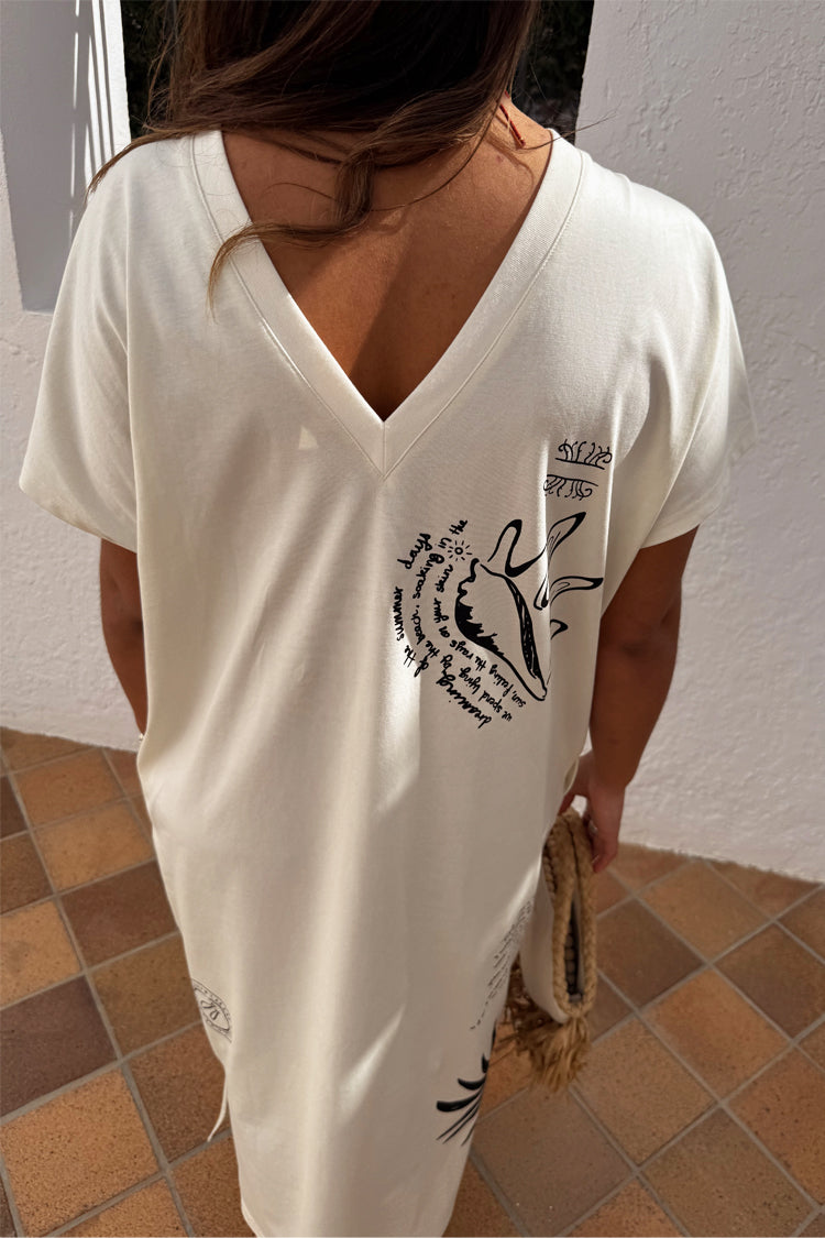 NEVER FULLY DRESSED Cream Palma T Shirt Dress