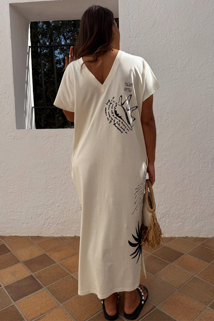 NEVER FULLY DRESSED Cream Palma T Shirt Dress