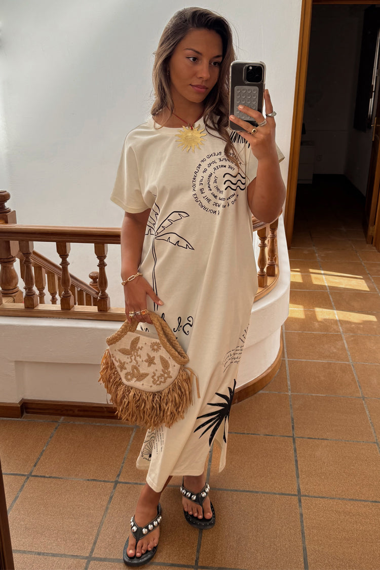 NEVER FULLY DRESSED Cream Palma T Shirt Dress