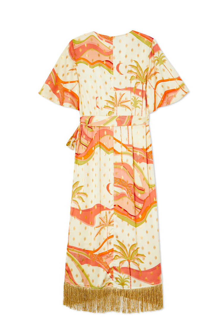  Pastel Palm Ceryes Wrap Dress