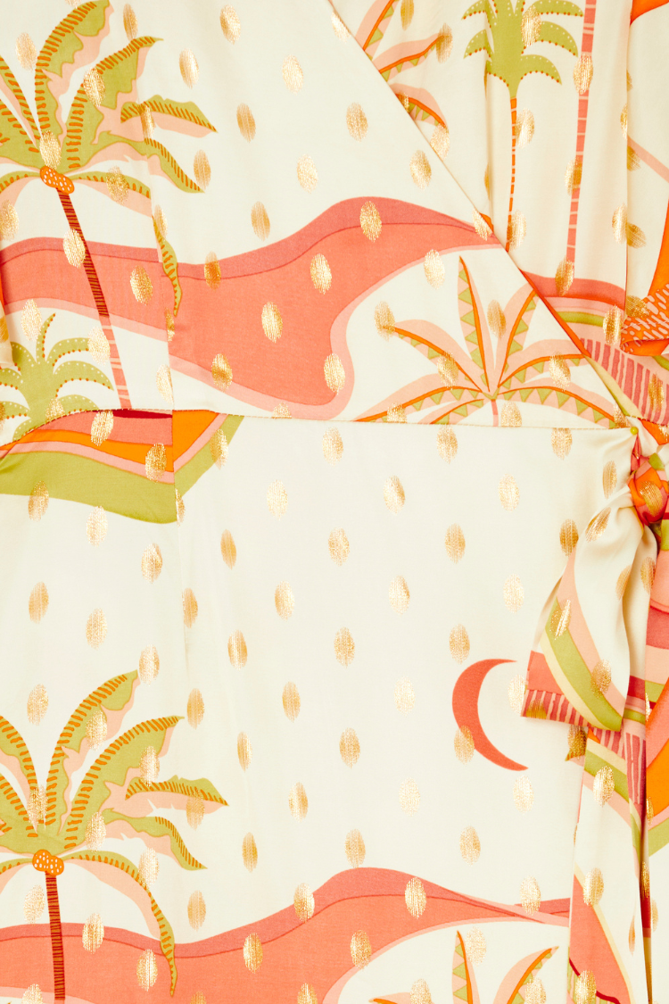  Pastel Palm Ceryes Wrap Dress