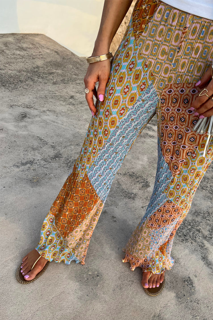  Geo Patchwork Plisse Trousers