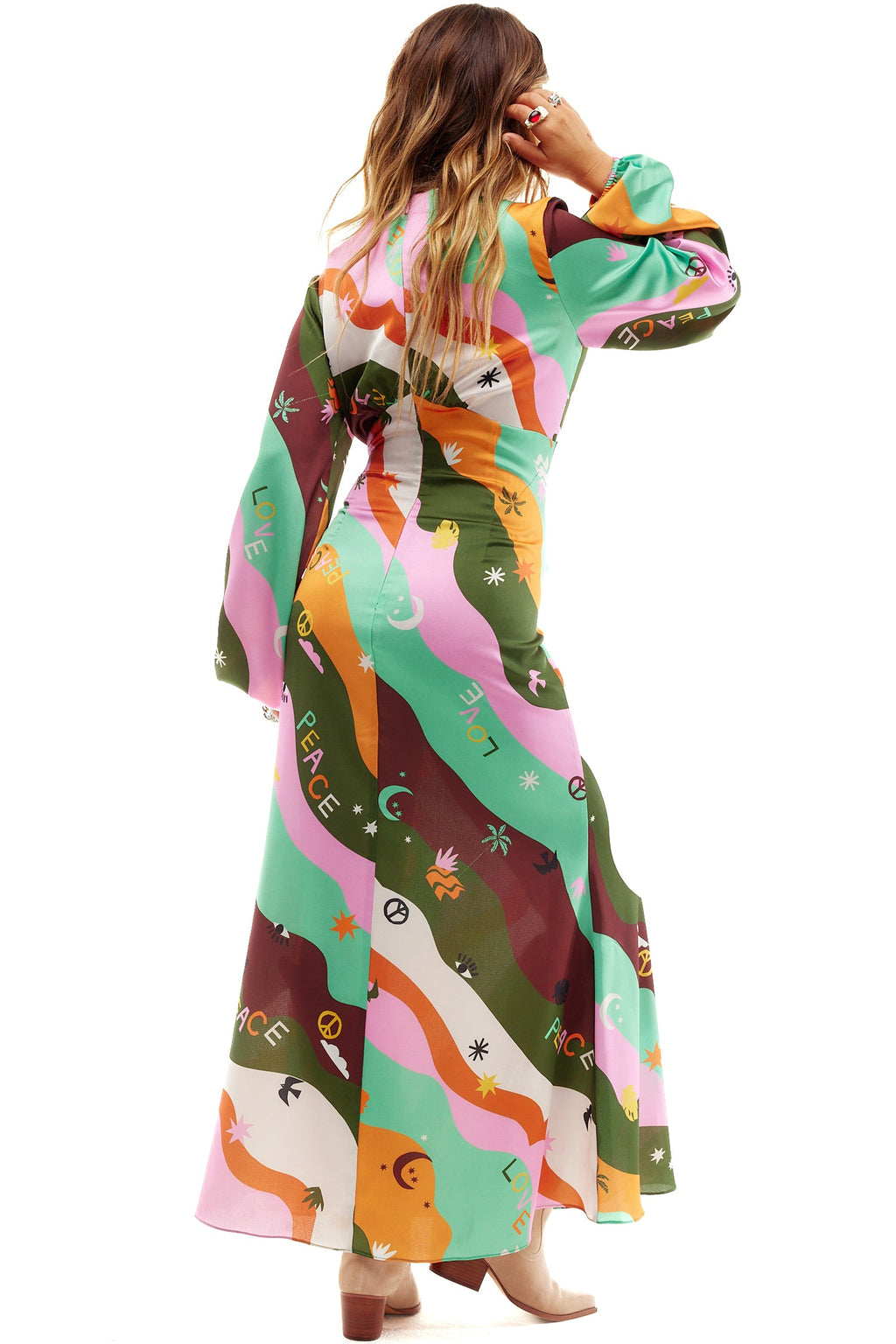  Multi Peace And Love Midi Dress