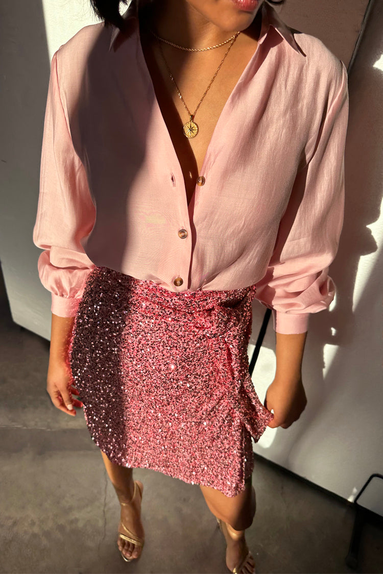 NEVER FULLY DRESSED Pink Sequin Mini Jaspre Skirt