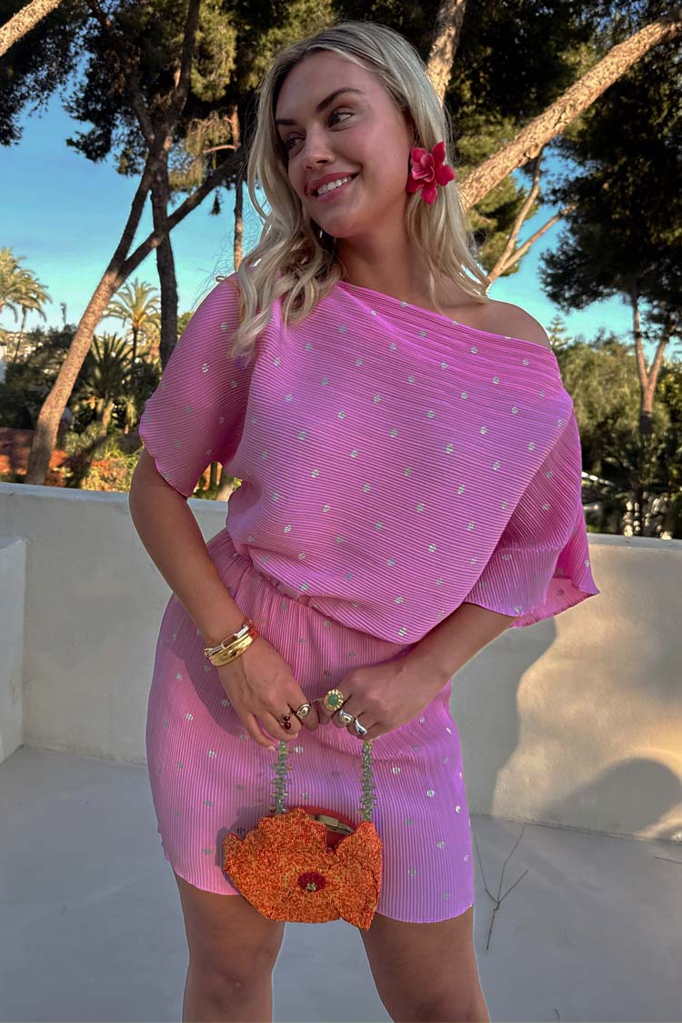 NEVER FULLY DRESSED Petal Pink Mini Tilly Dress