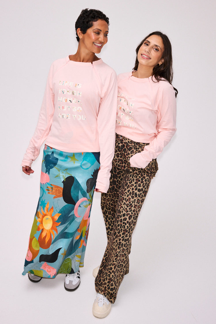 NEVER FULLY DRESSED Pink Life Is Tough Long Sleeve Accessible T-Shirt