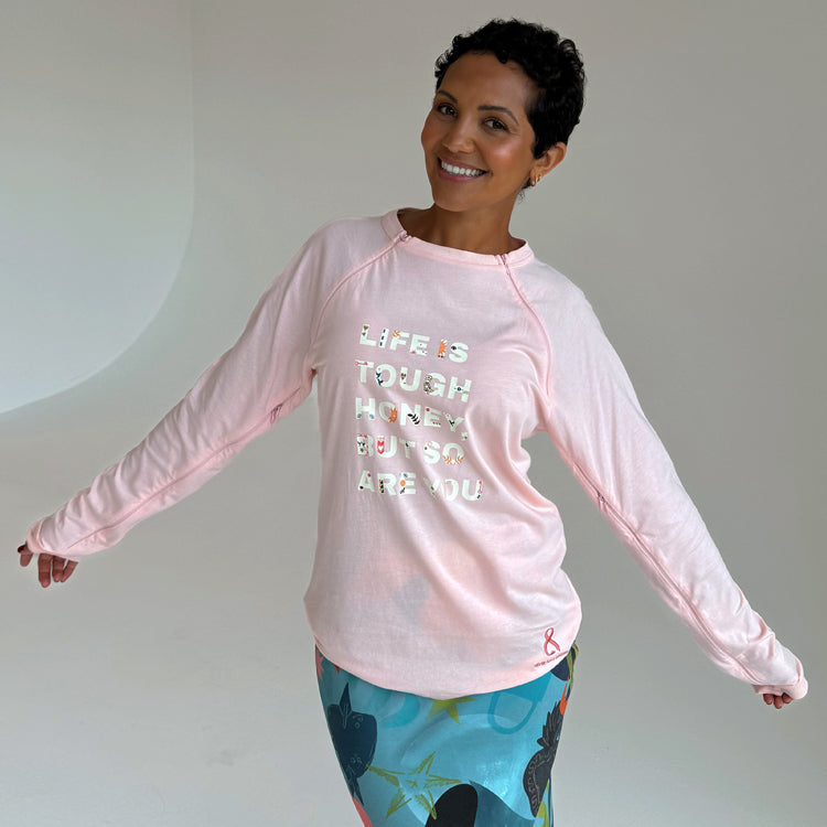 NEVER FULLY DRESSED Pink Life Is Tough Long Sleeve Accessible T-Shirt