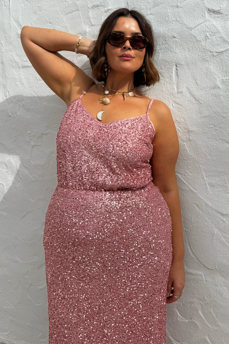 NEVER FULLY DRESSED Pink Sequin Cami Top