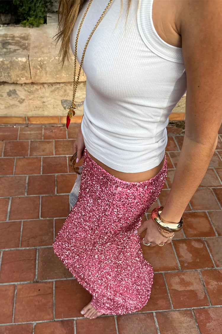 NEVER FULLY DRESSED Pink Sequin Dorris Skirt