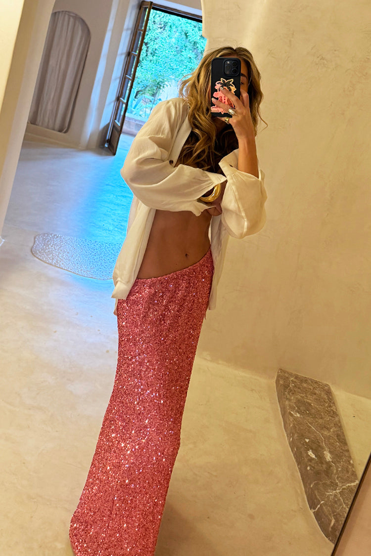 NEVER FULLY DRESSED Pink Sequin Dorris Skirt