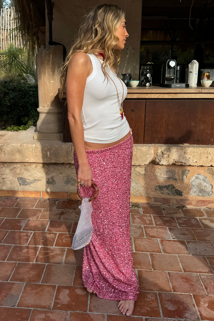 NEVER FULLY DRESSED Pink Sequin Dorris Skirt