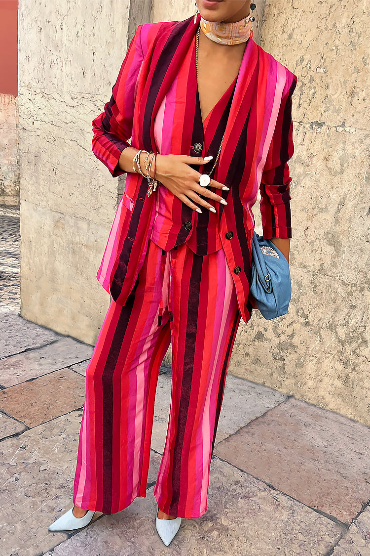 NEVER FULLY DRESSED Pink Stripe Elisa Trousers