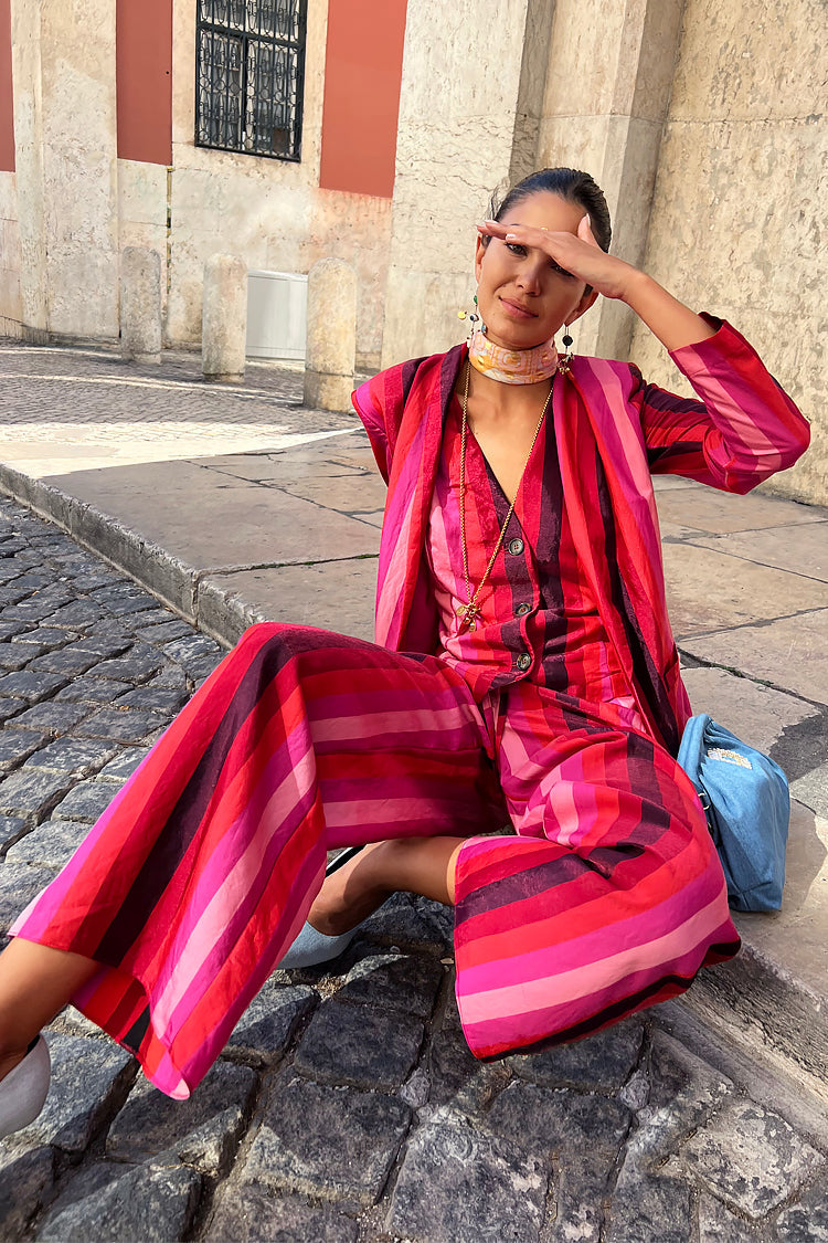 NEVER FULLY DRESSED Pink Stripe Elisa Trousers