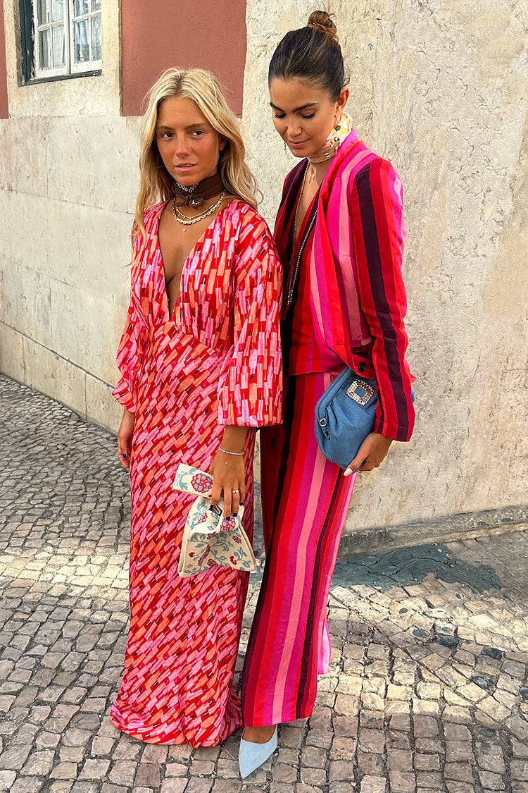 NEVER FULLY DRESSED Pink Stripe Elisa Trousers