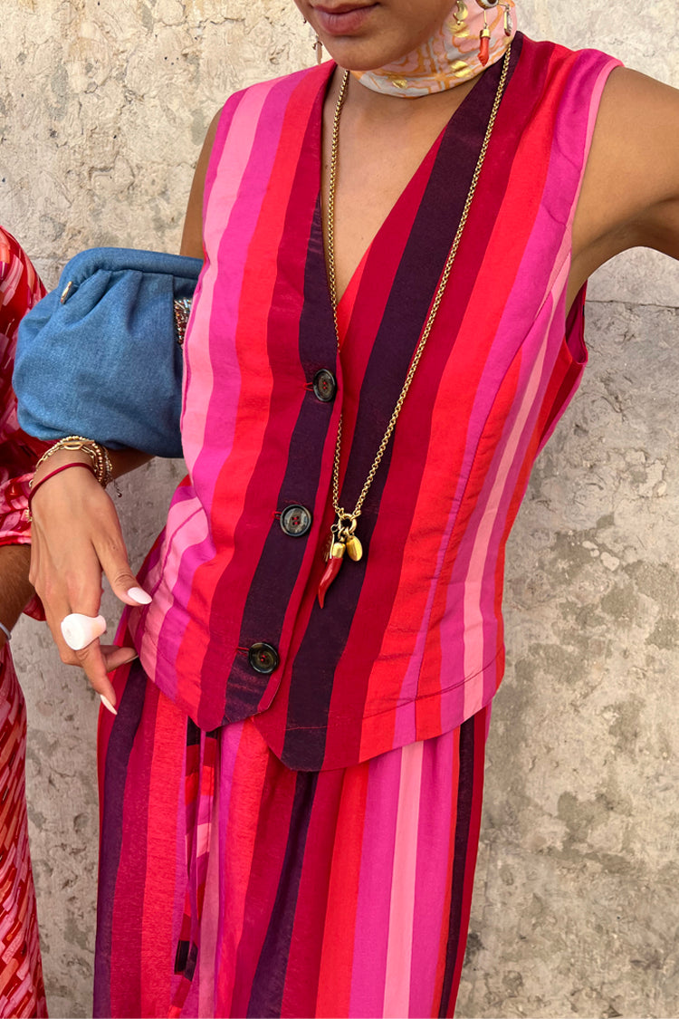 NEVER FULLY DRESSED Pink Stripe Waistcoat