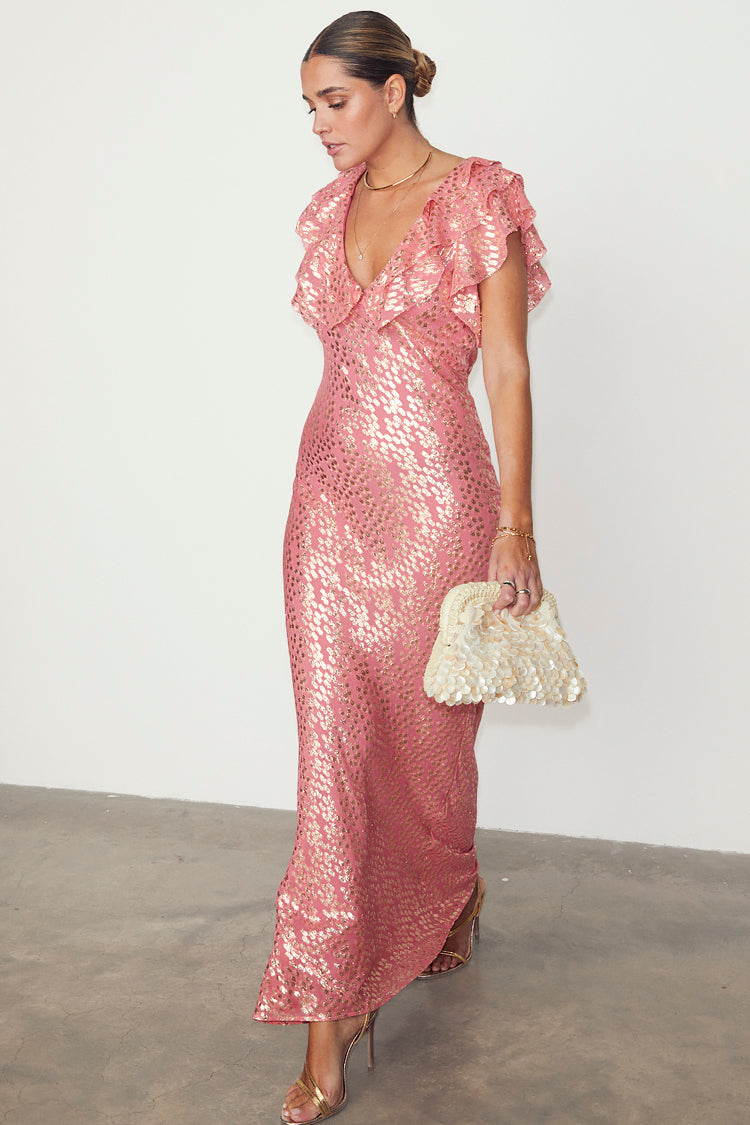 NEVER FULLY DRESSED Pink Jacquard Tilda Dress