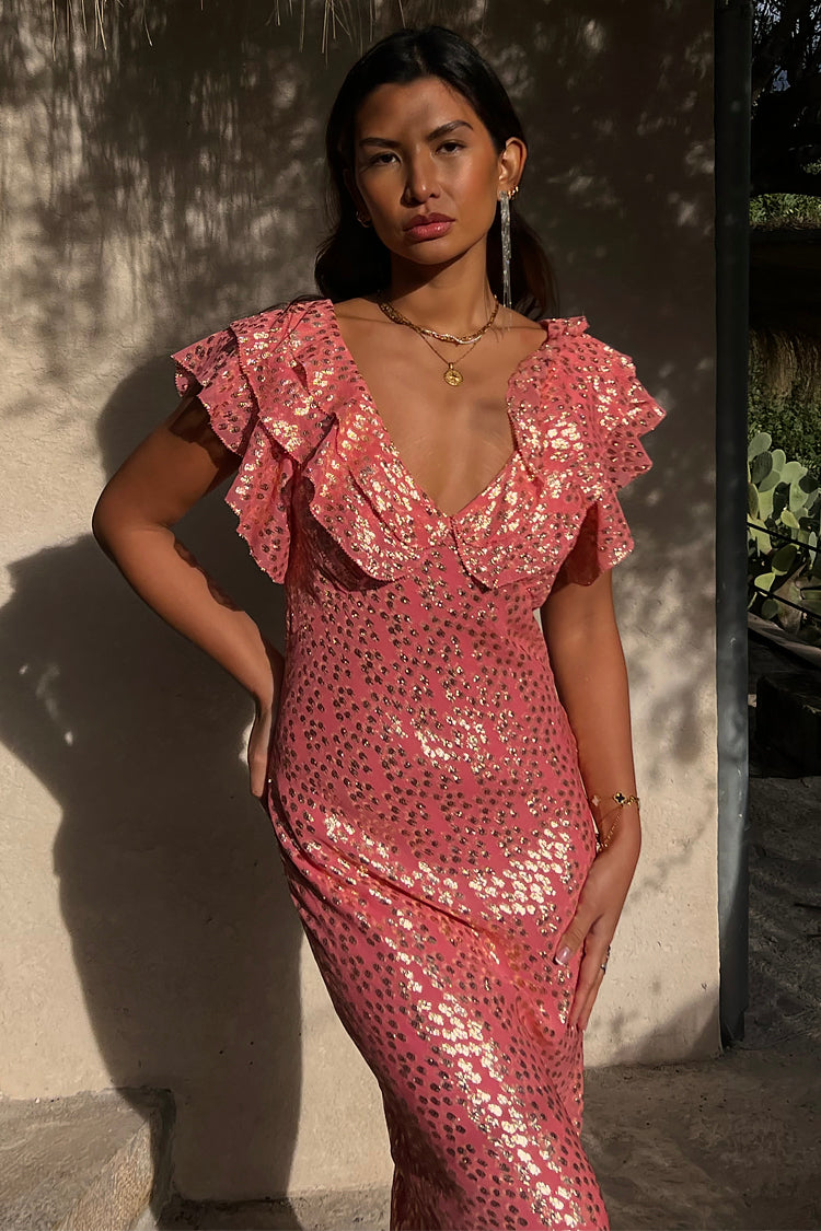 NEVER FULLY DRESSED Pink Jacquard Tilda Dress
