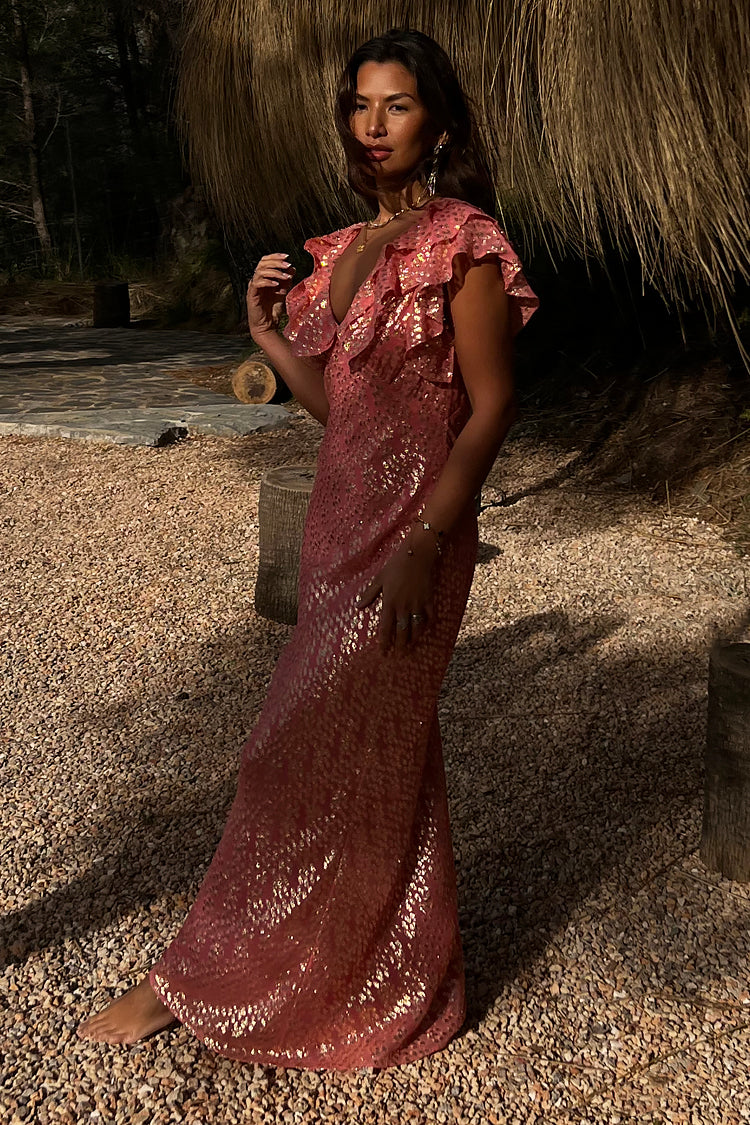 NEVER FULLY DRESSED Pink Jacquard Tilda Dress