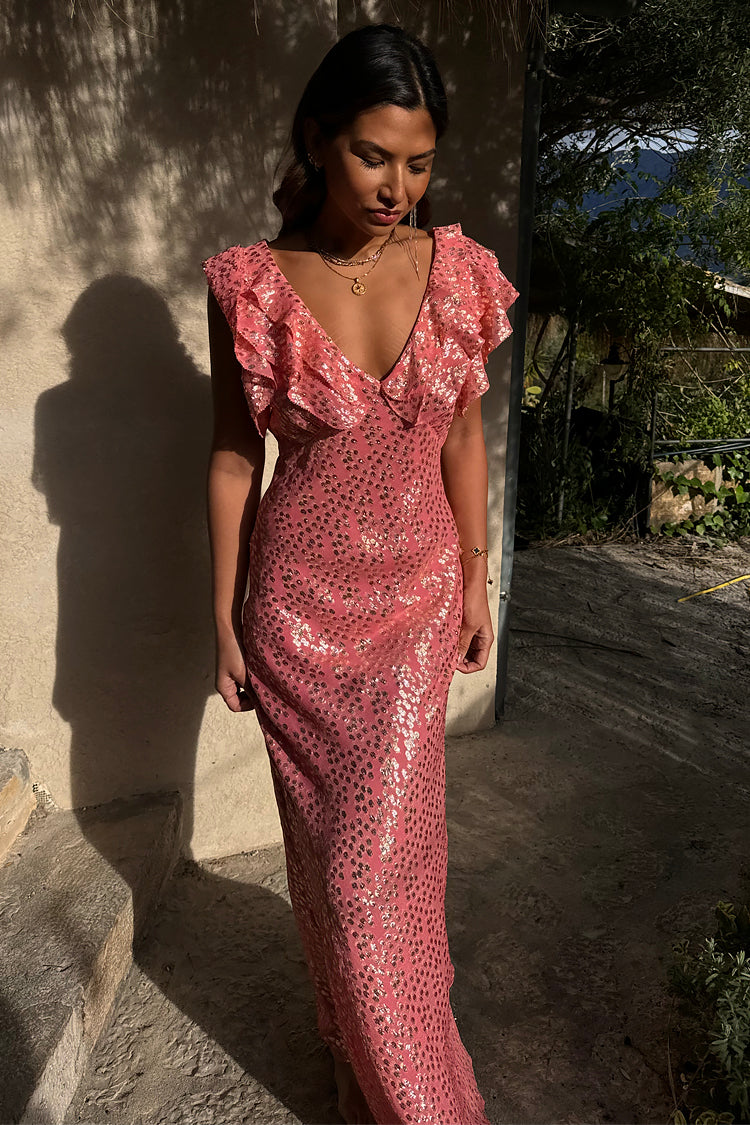 NEVER FULLY DRESSED Pink Jacquard Tilda Dress