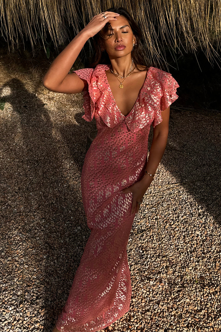 NEVER FULLY DRESSED Pink Jacquard Tilda Dress
