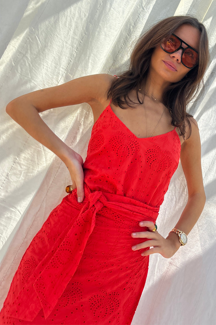 NEVER FULLY DRESSED Red Broderie Jaspre Skirt