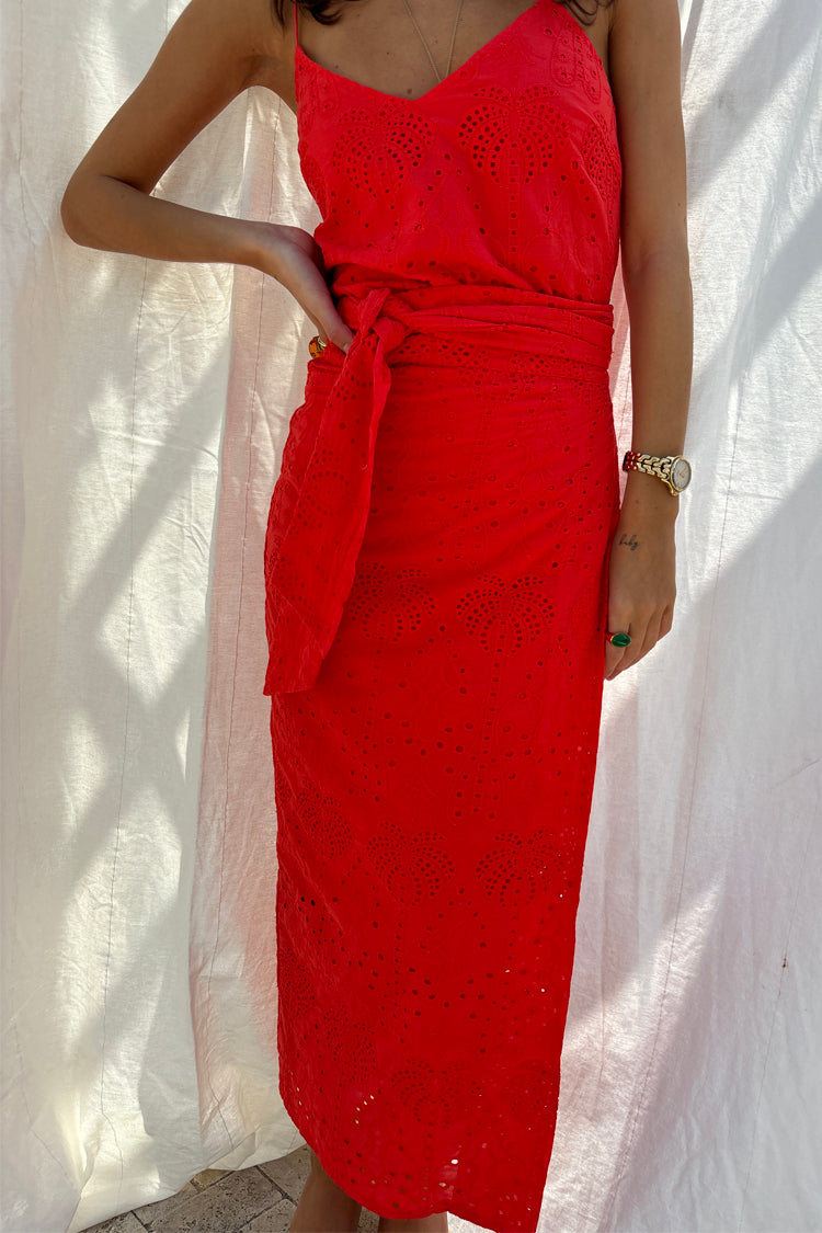 NEVER FULLY DRESSED Red Broderie Jaspre Skirt