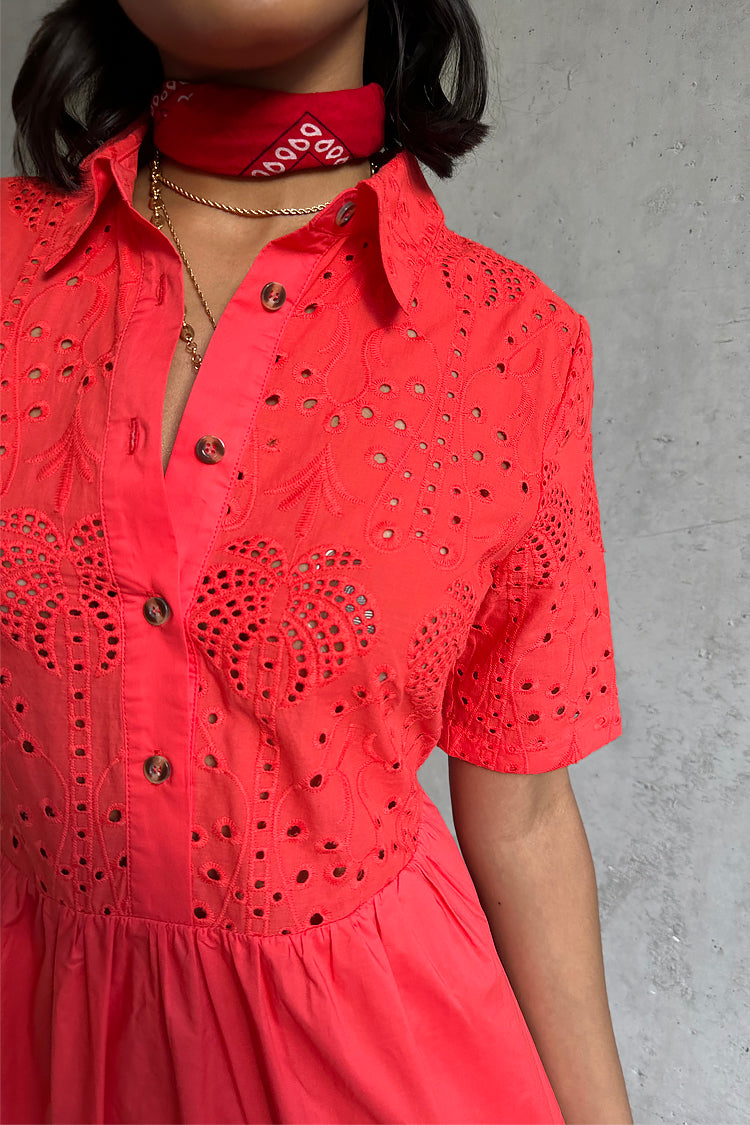 NEVER FULLY DRESSED Red Palm Broderie Hayley Dress