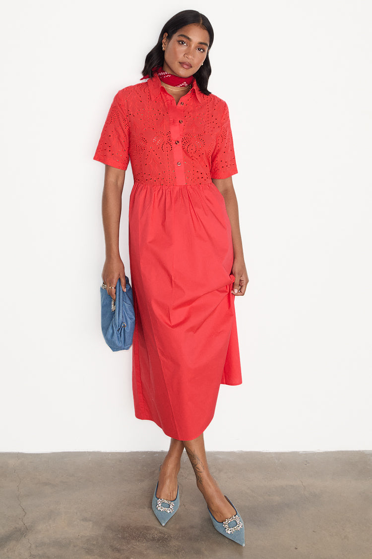 NEVER FULLY DRESSED Red Palm Broderie Hayley Dress