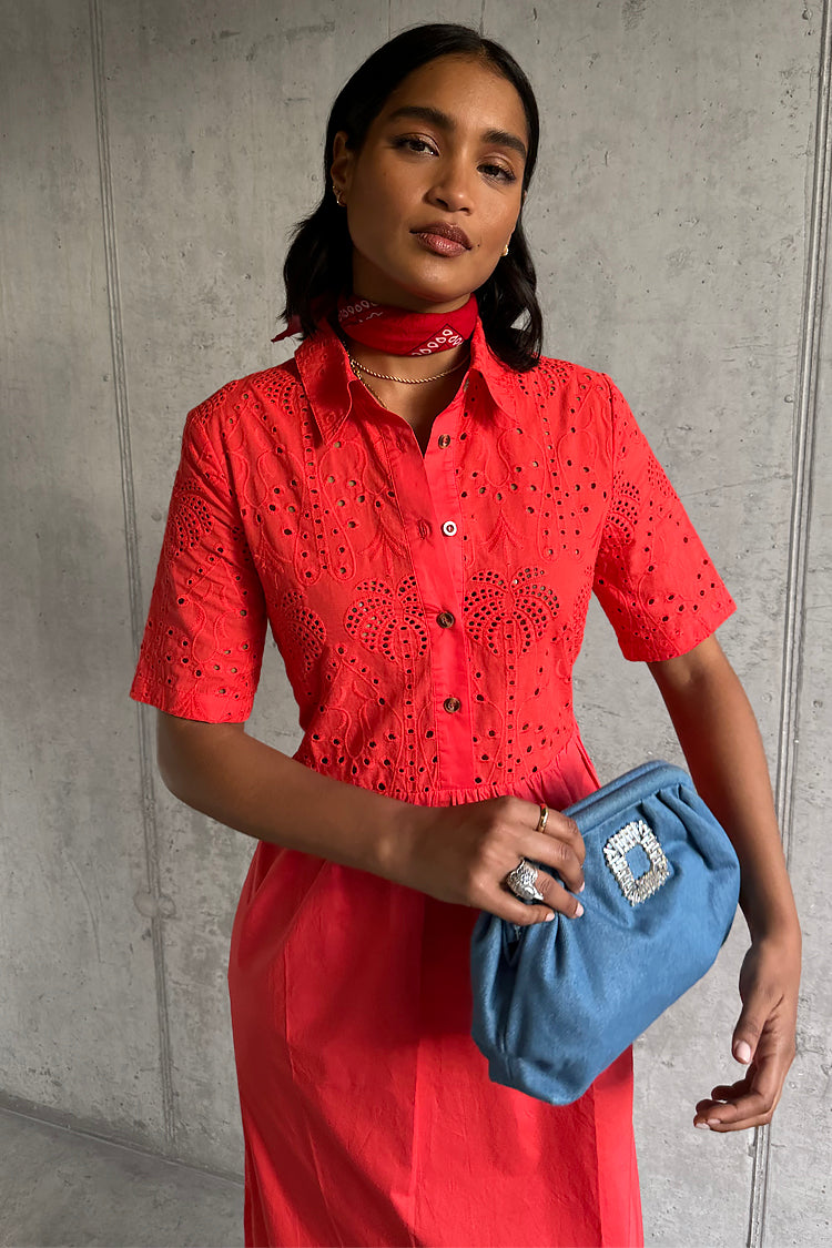 NEVER FULLY DRESSED Red Palm Broderie Hayley Dress