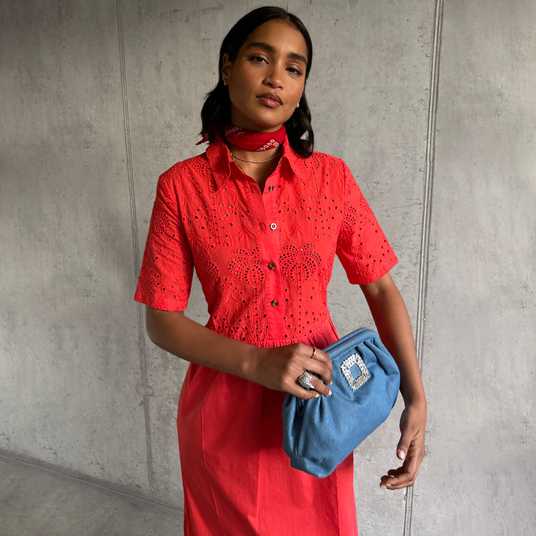 NEVER FULLY DRESSED Red Palm Broderie Hayley Dress