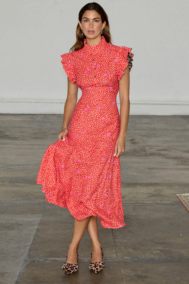 NEVER FULLY DRESSED Red Floral Remi Dress