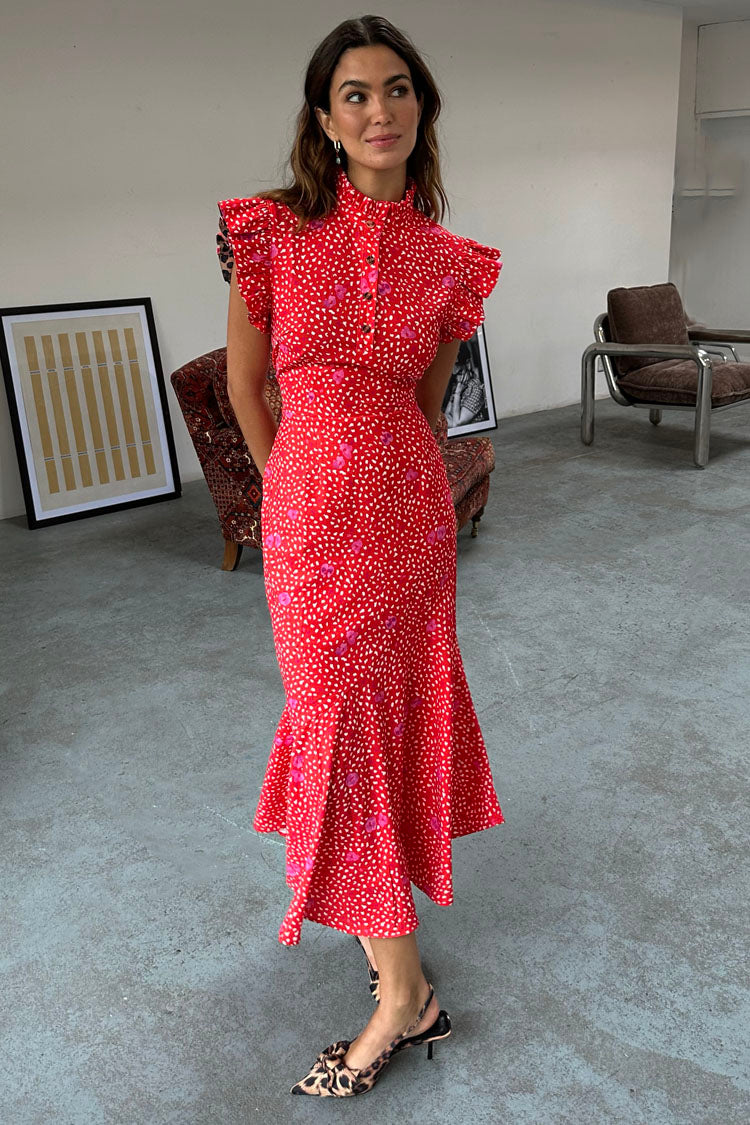 NEVER FULLY DRESSED Red Floral Remi Dress