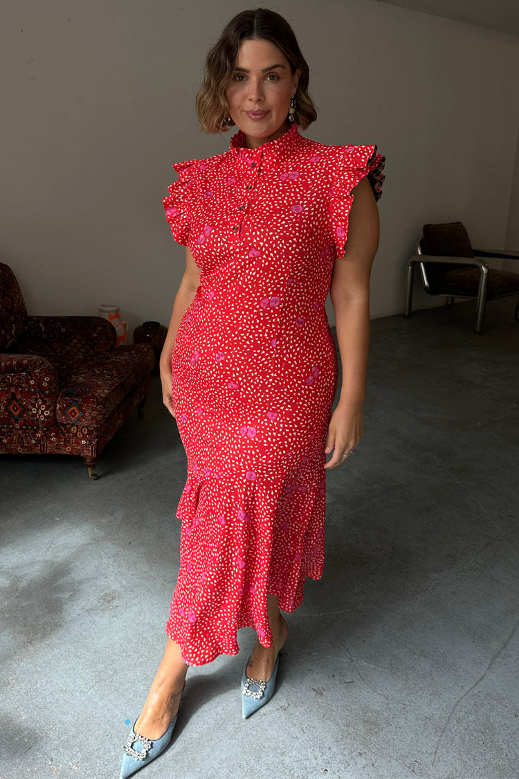 NEVER FULLY DRESSED Red Floral Remi Dress
