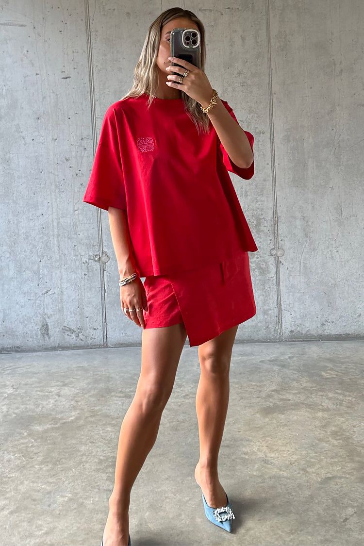 NEVER FULLY DRESSED Red Cotton Blend Mini Jaspre Skirt
