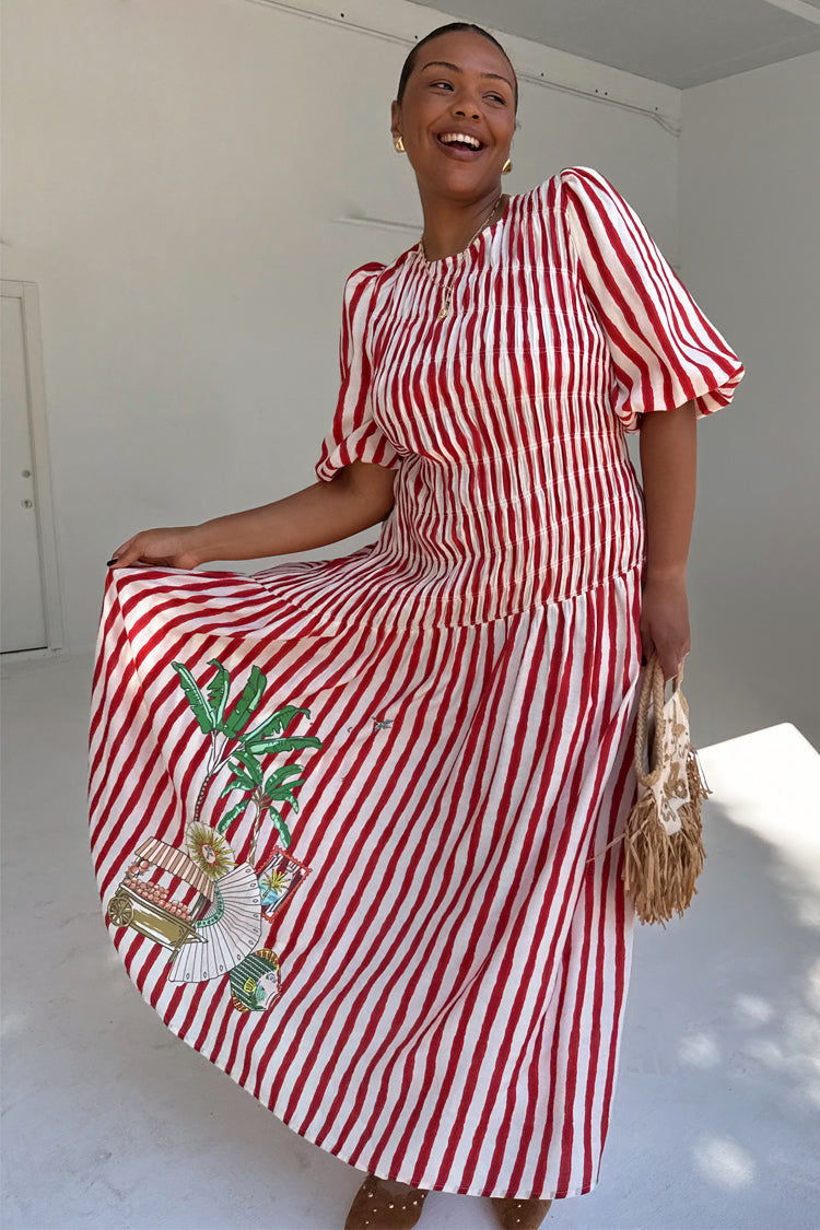 NEVER FULLY DRESSED Red Stripe Nara Dress