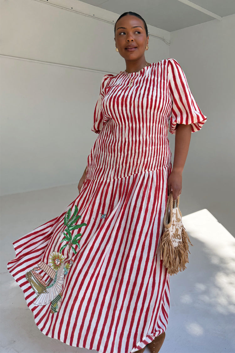 NEVER FULLY DRESSED Red Stripe Nara Dress