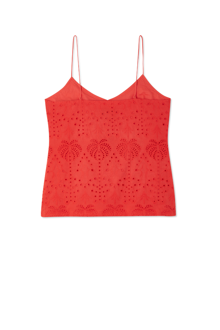 NEVER FULLY DRESSED Red Broderie Cami Top
